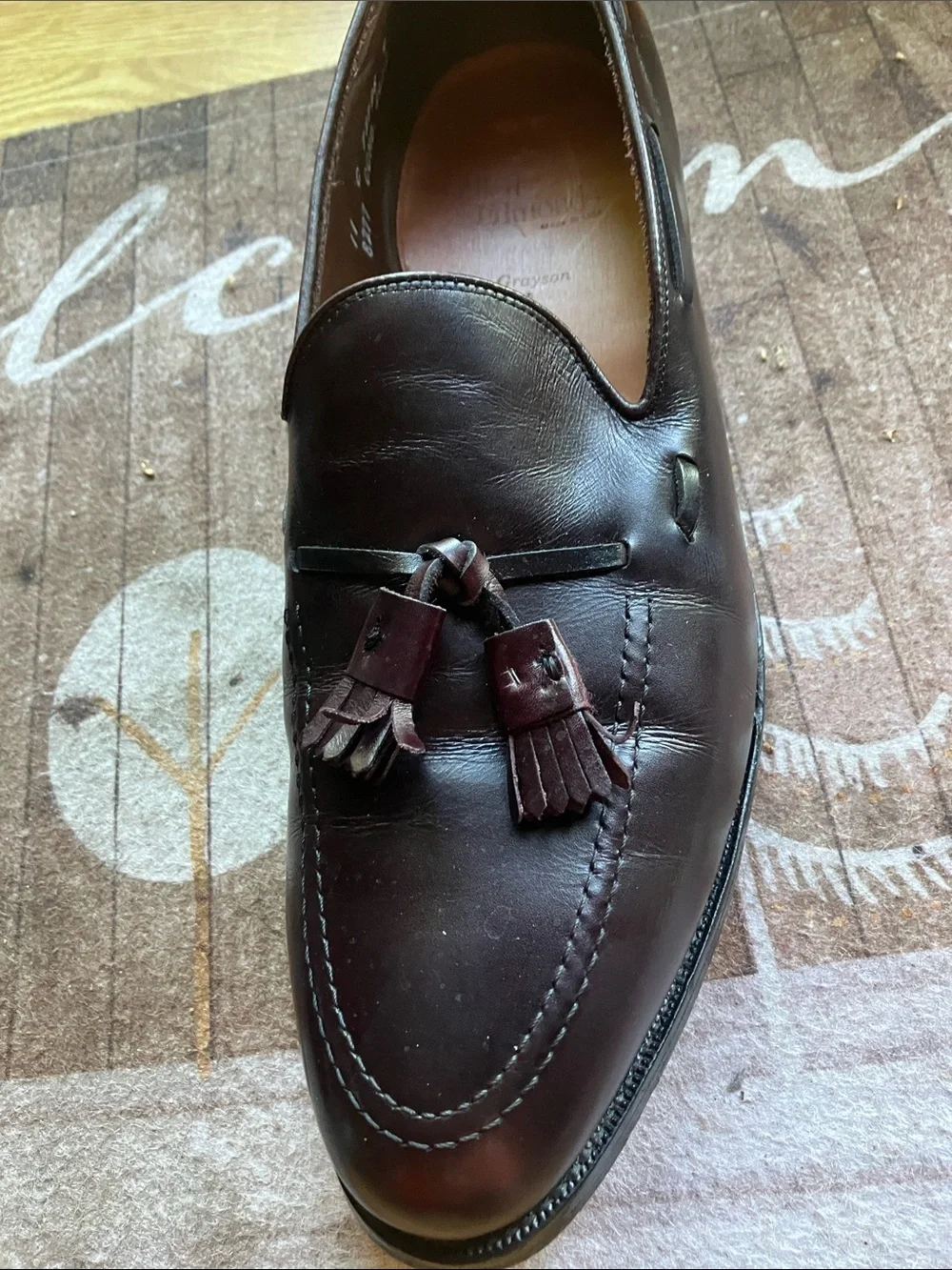 Allen Edmonds Men’s Sz 11 Grayson Tassel Burgundy Slip on Loafers made in USA